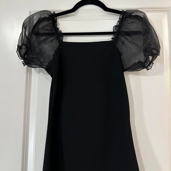 Black Mini Dress with Puffy Sleeves - Picture 5 of 6